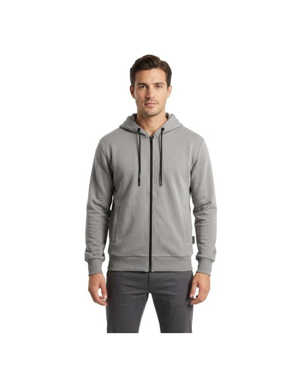 Felpa Con Zip E Cappuccio Grigio