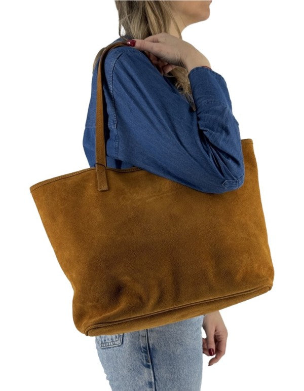 Borsa City Bag Suede Camel