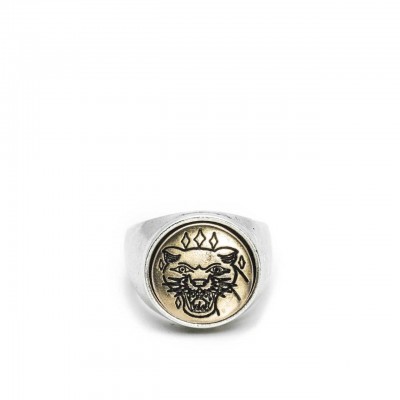 Double U Frenk | Circle Tiger Silver & Gold Ring Argento | DUF_CIRCLE TIGER S&G