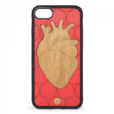 Recreate | Cover Wood Heart iPhone 8 7 Rosso | RCA_HEART8-7_RED-BR