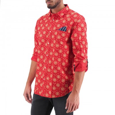 Scotch & Soda | Classic All Over Printed Pochet Shirt Red | S&S_152183 0218