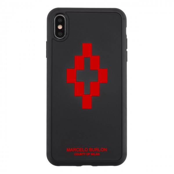 Marcelo Burlon | Cover 3D Cross Red iPhone XS Max Nero | MBU_MXSM-3DCROSSRED