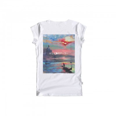 Ko Samui | Back Silk T-Shirt, Bianco | KSU_TZ 325 LAGOON WHT