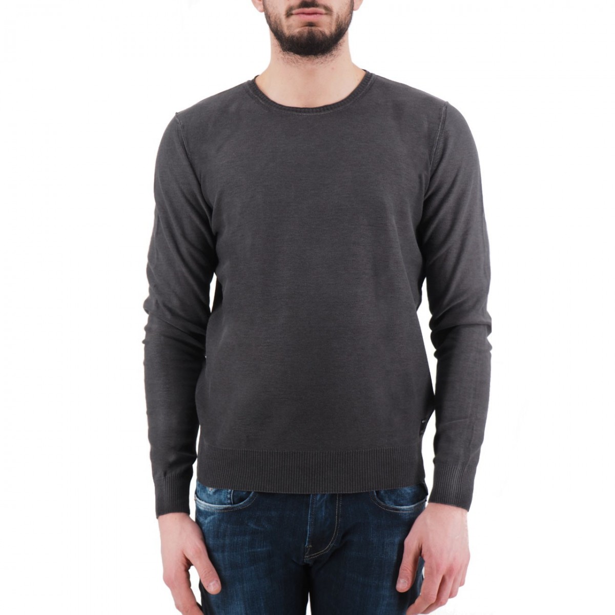 Replay | Crew Neck Sweater Faded Effect, Black | RPY_UK2656. 000 ...