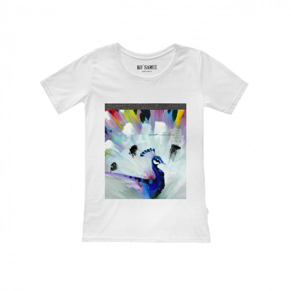 Ko Samui | Shine Plumage T-Shirt, Bianco | KSU_TF C14 PLUMAGE WHT
