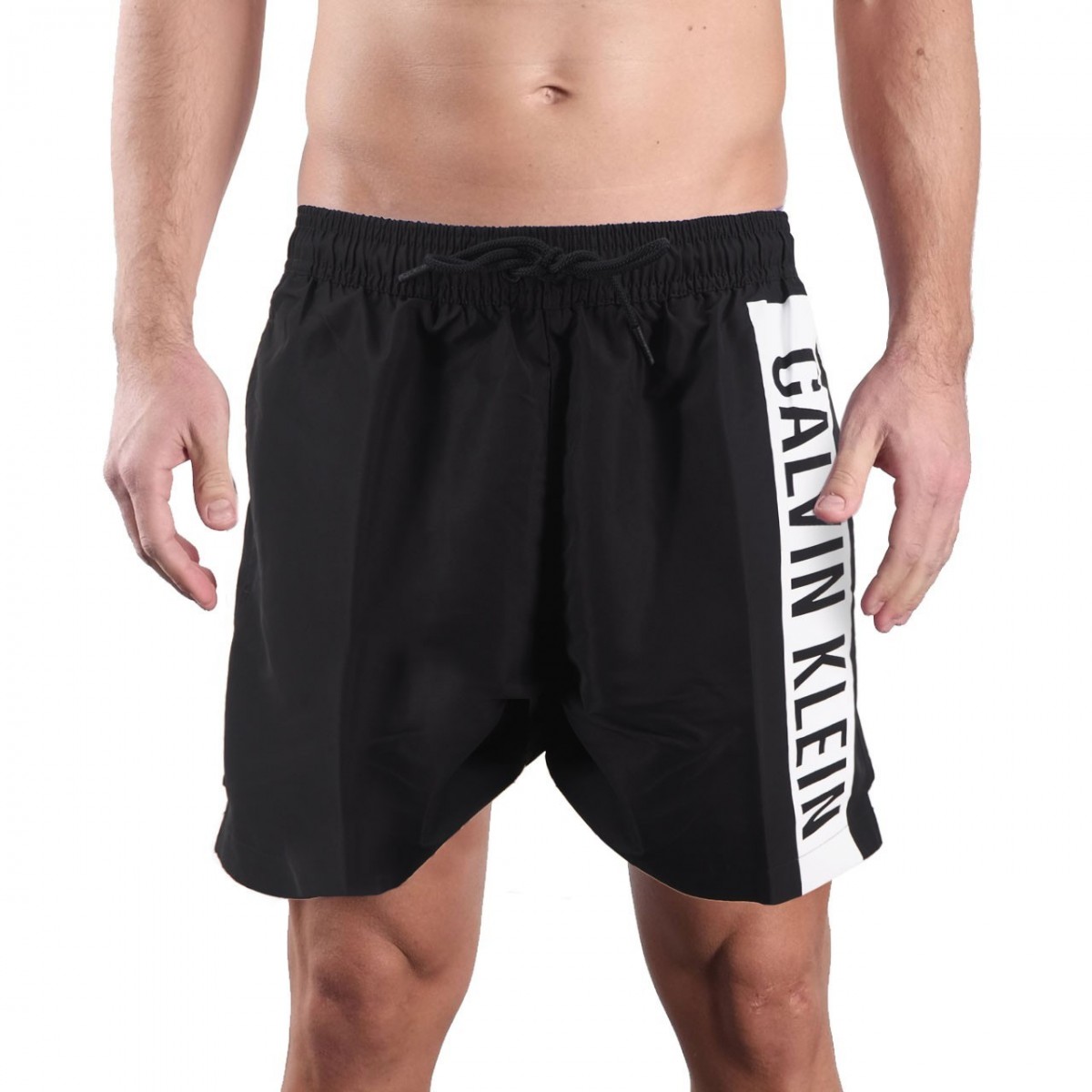Calvin Klein | Core Logo Tape Swim Shorts, Black | CKL_KM0KM00437BEH