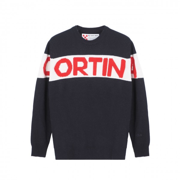 MC2 Saint Barth | Crewneck Sweater Cortina Stripe, Blu | MC2_HER003 CORS60