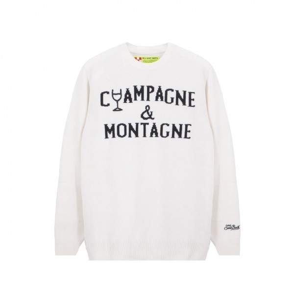 MC2 Saint Barth | Round-Neck Sweater Champagne & Montagne, Bianco | MC2_HER001 EMNC16