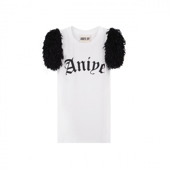 Aniye By | T-Shirt Fluffy Logo, Bianco | ANI_131272 00001