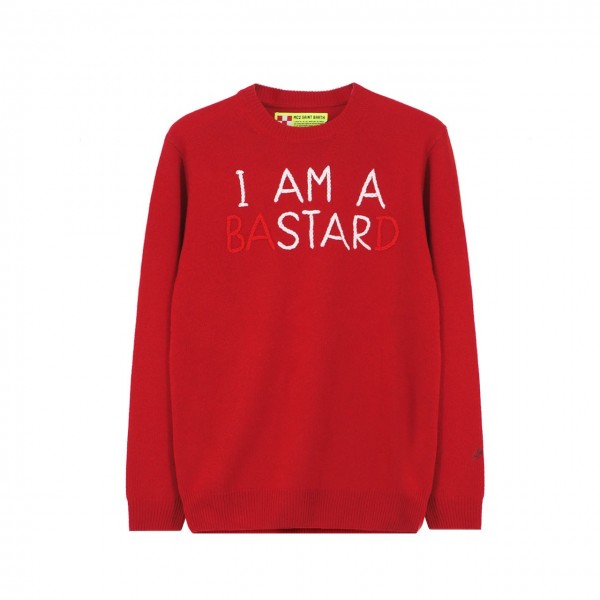 MC2 Saint Barth | Round Neck Sweater I Am A Star, Rosso | MC2_EMIS41 EMB ISTARD 41