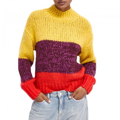 Scotch & Soda | High Neck Sweater In Thick Jersey, Yellow | S&S_159227 0523