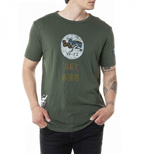 T-Shirt Girocollo In Puro Cotone, Verde