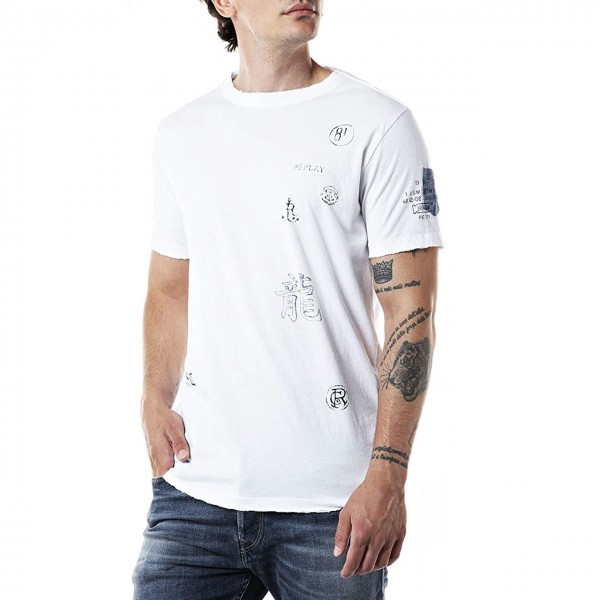 T-Shirt With Replay Tour Print, White