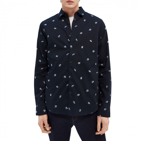 Classic Shirt With All-Over Print, Blue