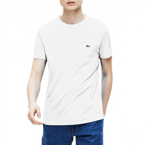 T-Shirt Girocollo In Jersey Di Cotone, Bianco