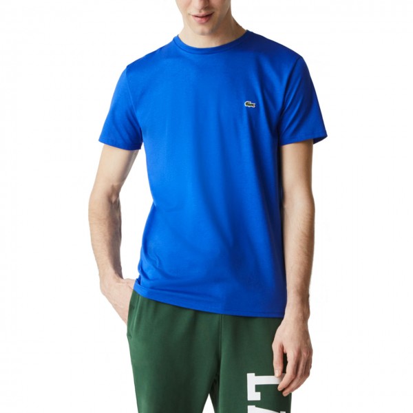 T-Shirt Girocollo In Jersey Di Cotone, Blu