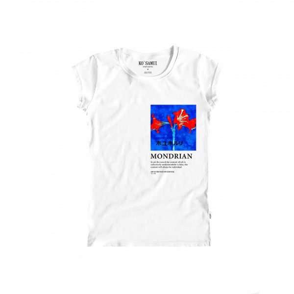 Amaryllis Art T-Shirt, Bianco