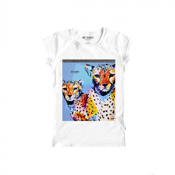 Leopards Shine T-Shirt, Bianco
