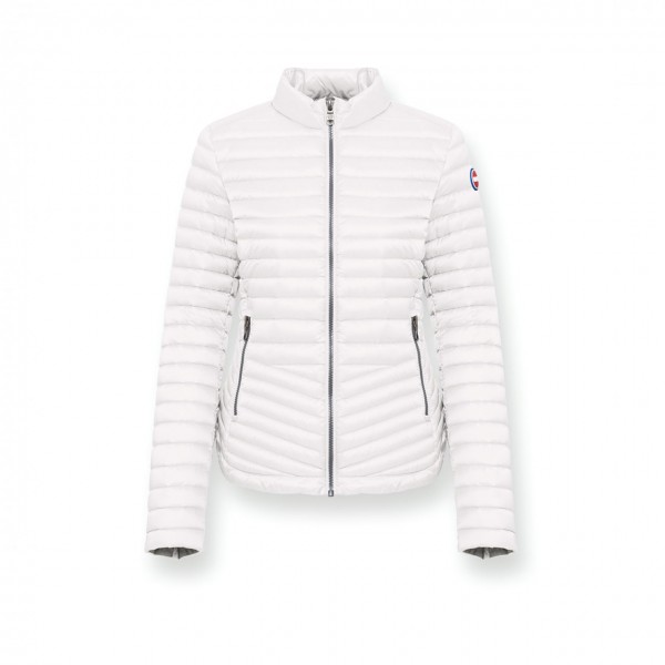 Light Down Jacket with Rounded Bottom, White