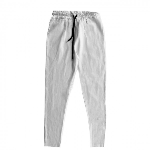 Pantalone Basico In Lino, Bianco
