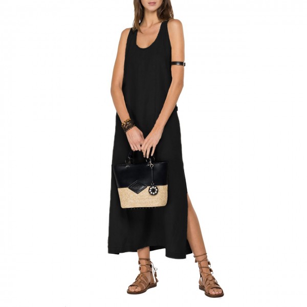 Essential Linen Long Dress, Black