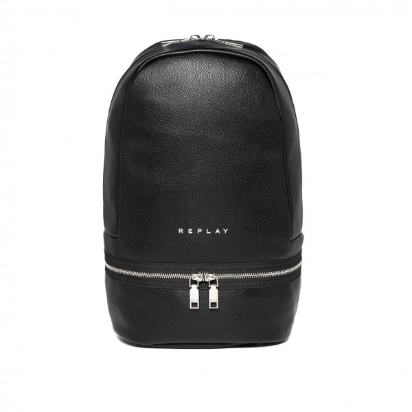 Solid Color Backpack With Zip, Black