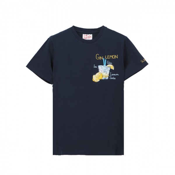 Cotton Classic T-Shirt Gin Lemon, Blu