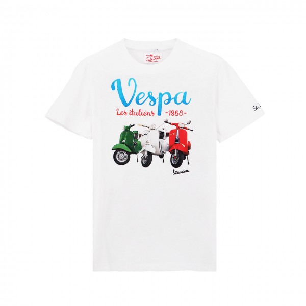 Cotton Classic T-Shirt Vespa Les Italiens, Bianco