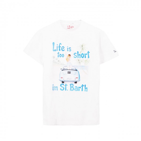 Cotton Classic T-Shirt Life Is Short, Bianco