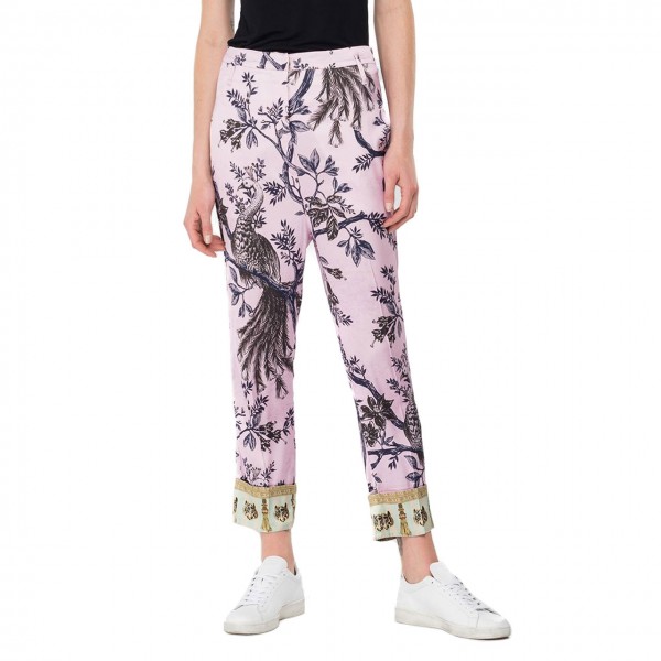 Viscose Trousers With All-Over Print, Blue
