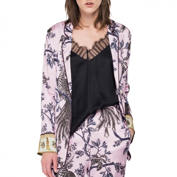 Viscose Jacket With All-Over Print, Pink