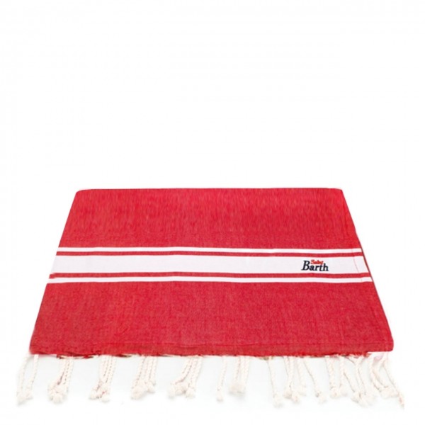 Foutas Beach Towel With Sponge Side, Red