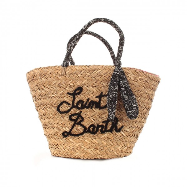 Kylie Beach Bag With Black Bandana Handle