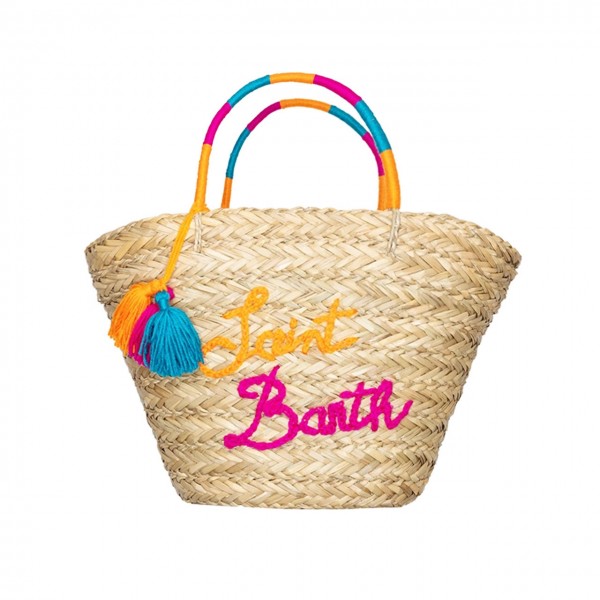 Kylie Beach Bag With Colored Handle, Yellow