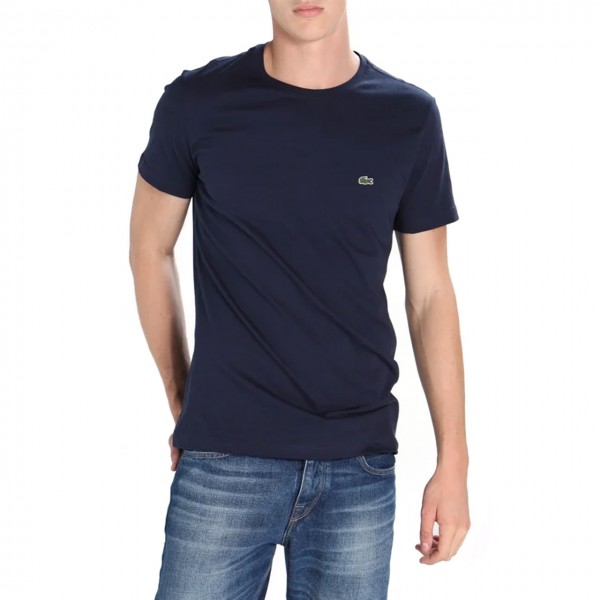 T-Shirt Girocollo In Cotone Biologico, Blu