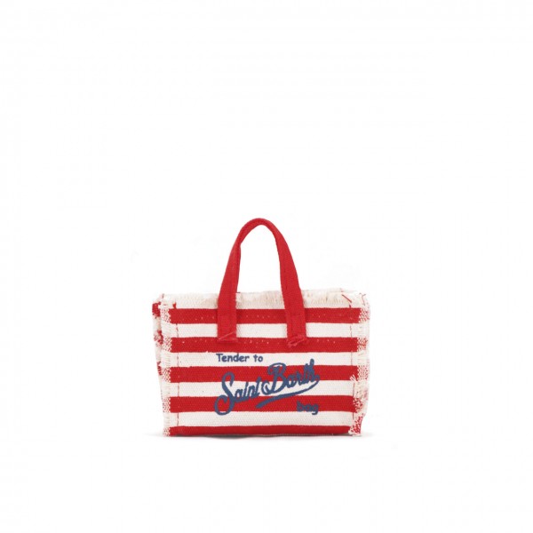 Striped Keychain Bag With Shoulder Strap, Red