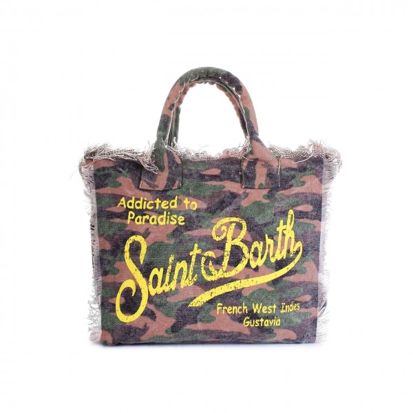 Vanity Bag In Camouflage And Fluo Canvas, Green