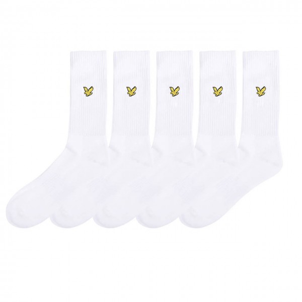 5 Pairs Premium Sport Socks, Bianco