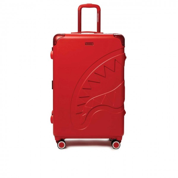 MOLDED RED SHARK MOUTH LARGE LUGGAGE, Rosso