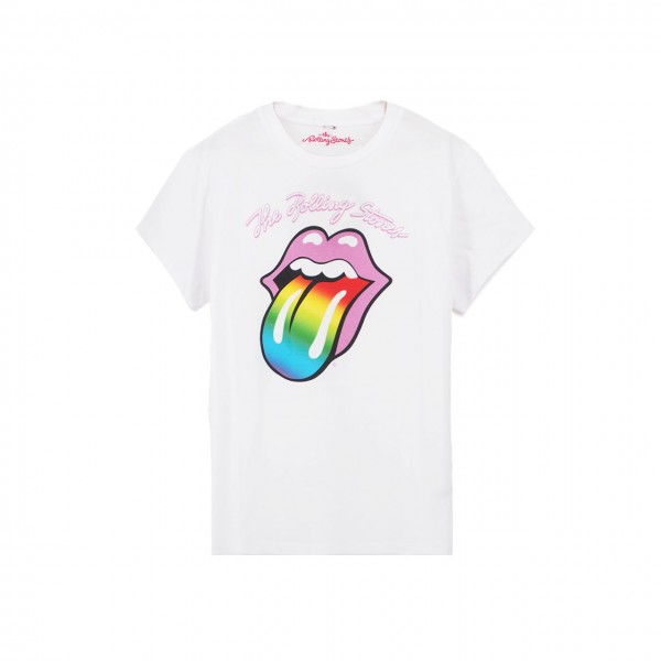 T-Shirt Emilie Rainbow Tongue, Bianco
