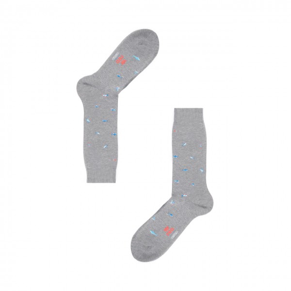 Men's Socks with Sharks Print, Gray