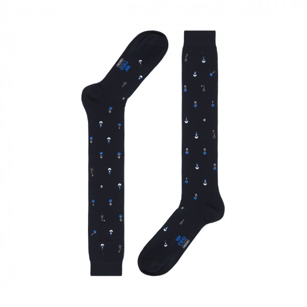 Men's Sock with Soccer Print, Blue Light Blue