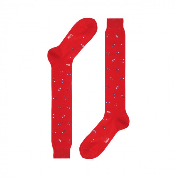 Long Socks Italian Icon Print, Red
