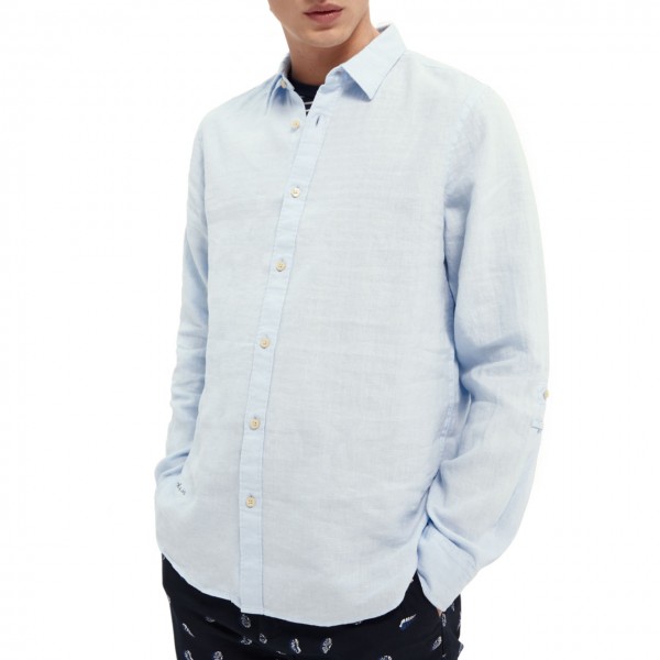 Garment-dyed Linen Shirt, Light Blue