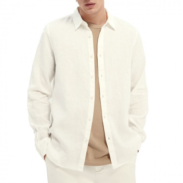 Garment-Dyed Linen Shirt, White