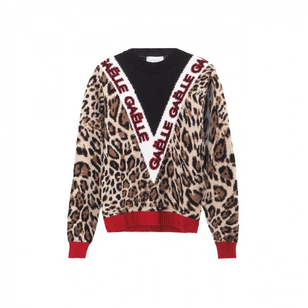 Crewneck Sweater With Logo, Leopard