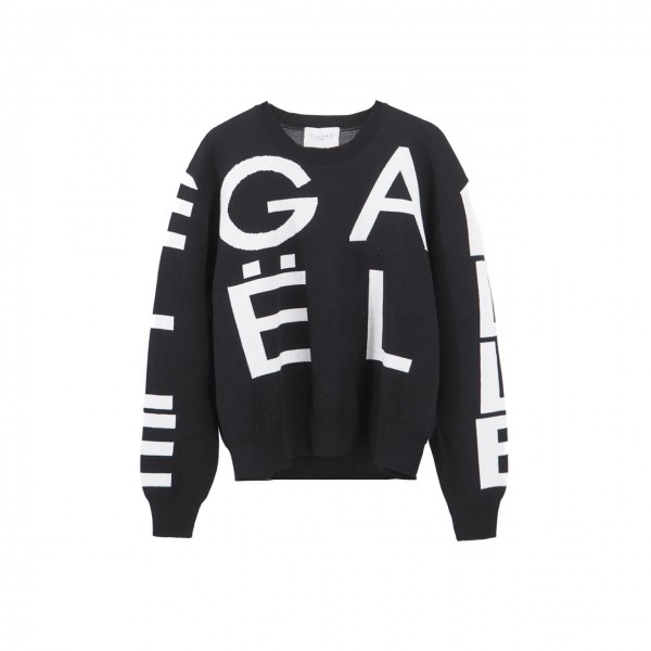 Crewneck Sweater With All-Over Print, Black