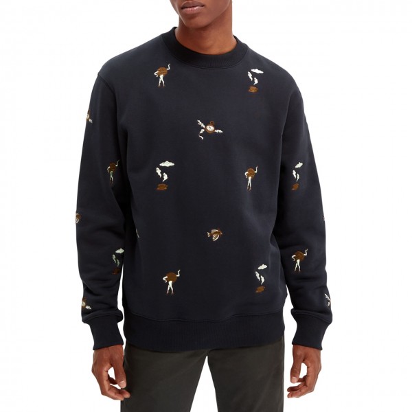 Sweatshirt With All-Over Print, Blue