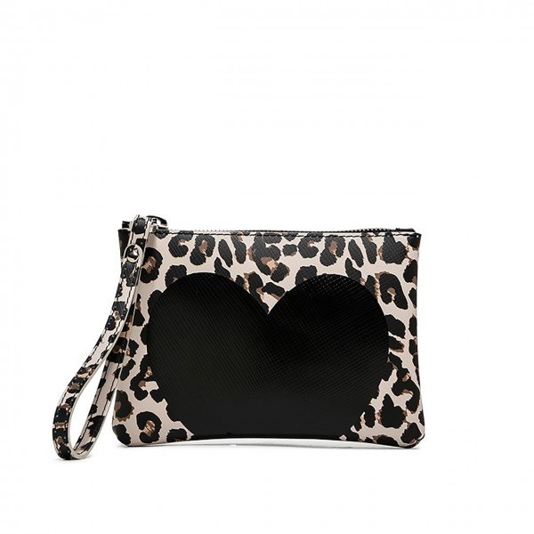 Numbers Small Clutch Bag, Leopard Print