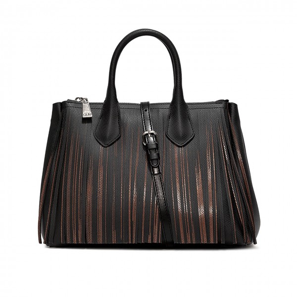 Medium Handbag With Black Balayage Fringes